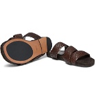 TOM FORD - Grafton Woven Leather Slides - Brown