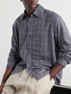 Kartik Research - Checked Cotton and Silk-Blend Shirt - Blue