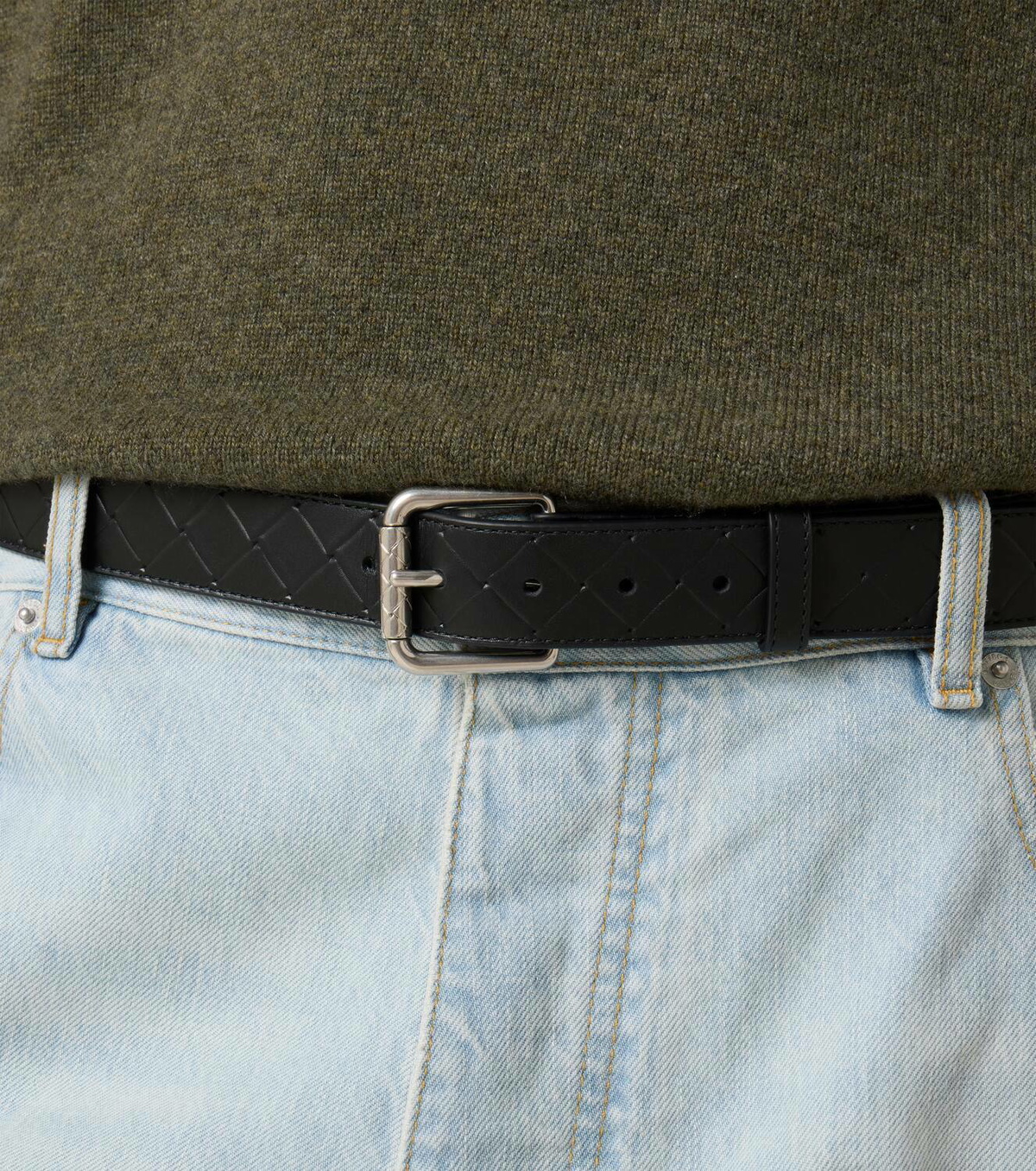 Bottega Veneta Intrecciato Stamp 35mm leather belt Bottega