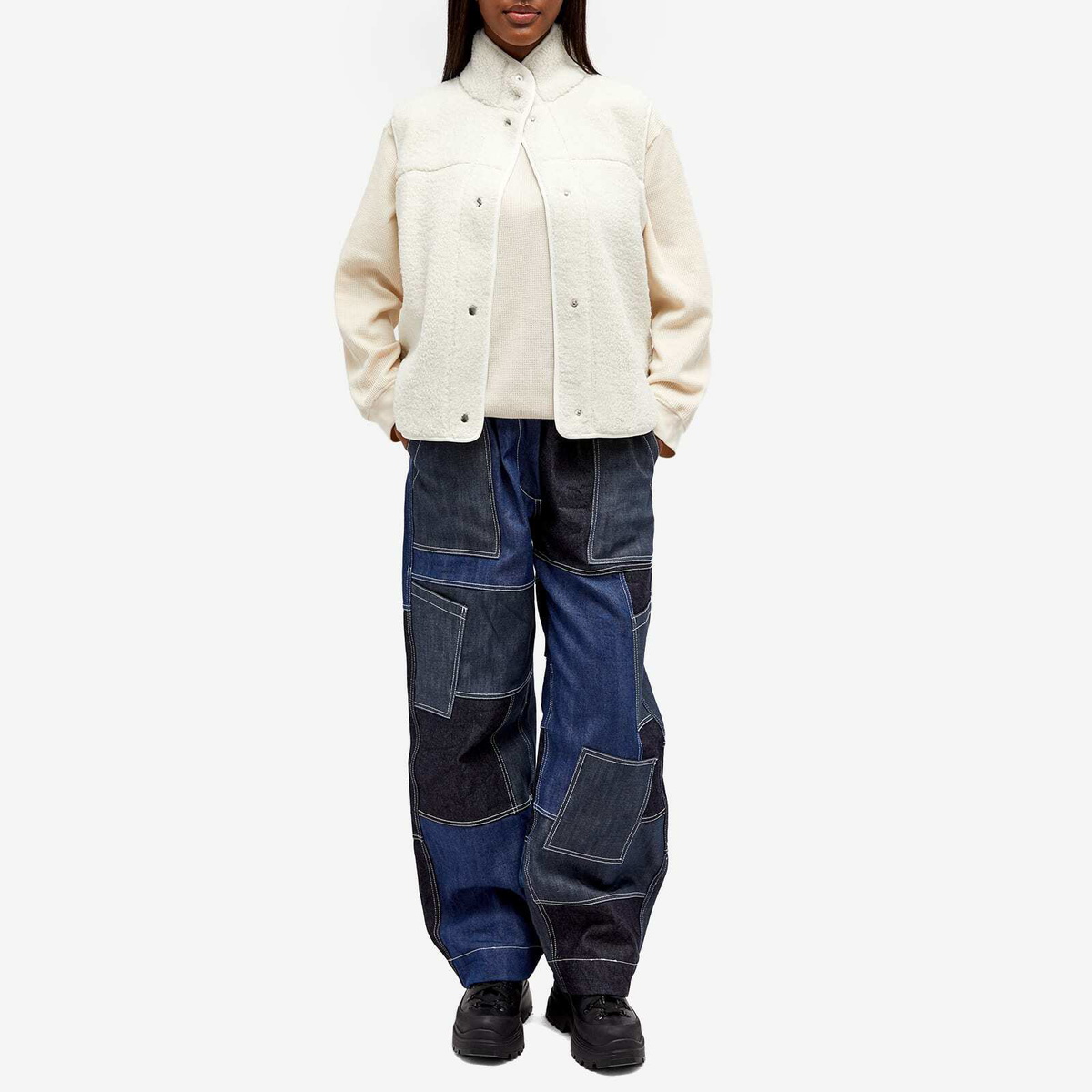 W'menswear Women's Waffle Top in Cream