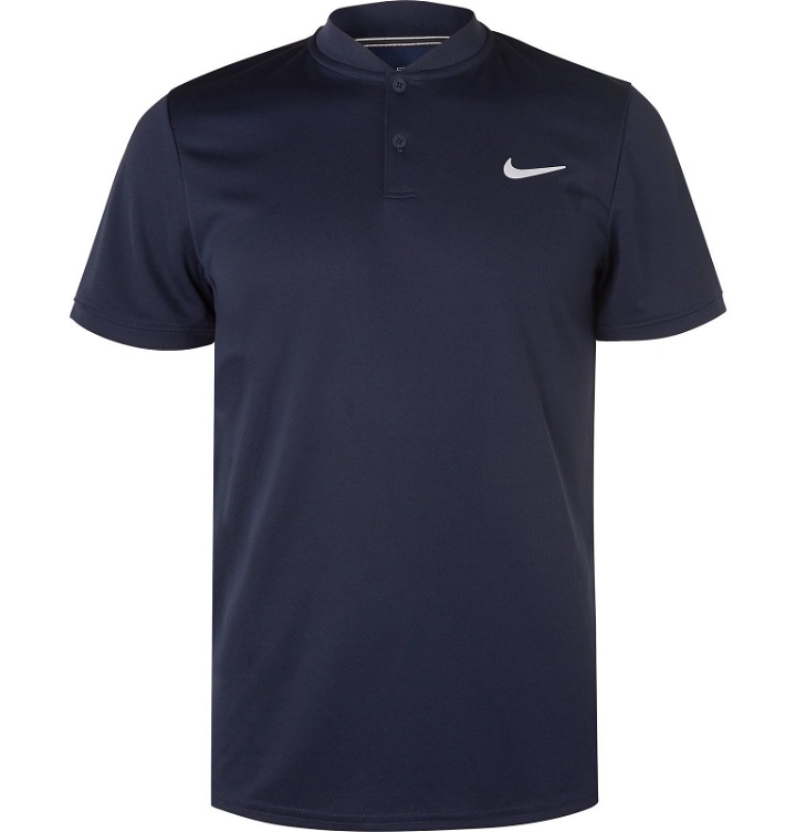 Photo: Nike Tennis - NikeCourt Dri-FIT Tennis Henley T-Shirt - Blue