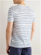Hartford - Slim-Fit Striped Linen T-Shirt - Blue