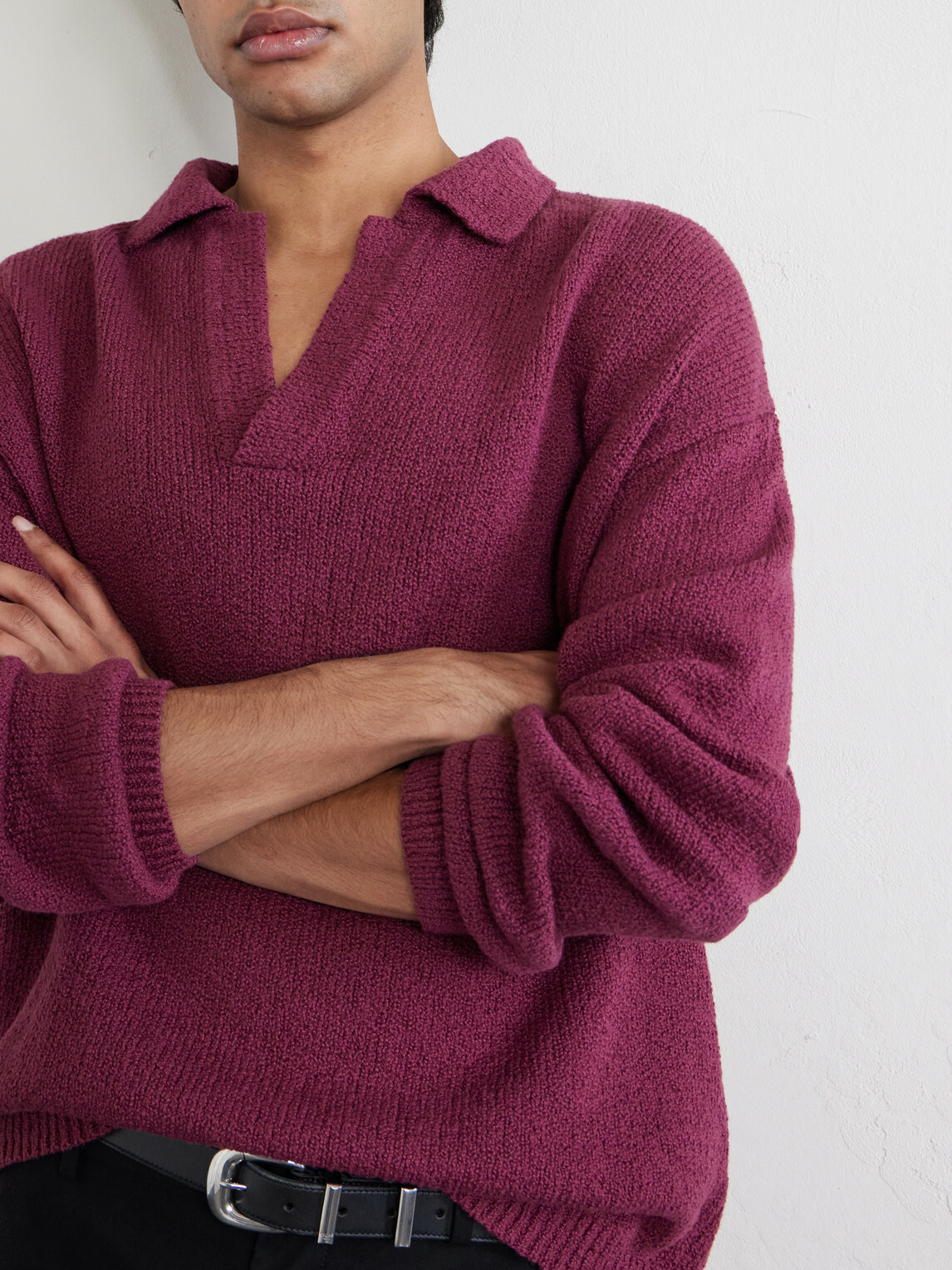 A Kind Of Guise - Marabou Organic Cotton-Bouclé Polo Sweater - Red