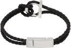 Ferragamo Black Braided Gancini Bracelet