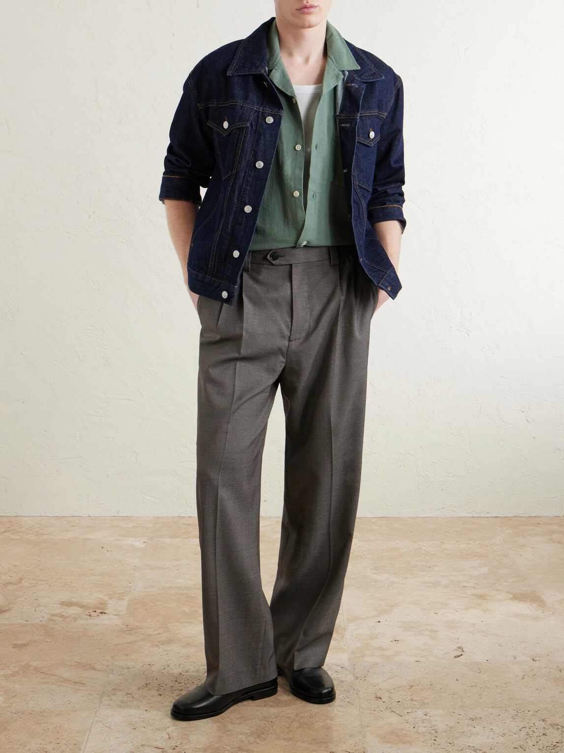 Corridor - Convertible-Collar Cotton-Hopsack Shirt - Green