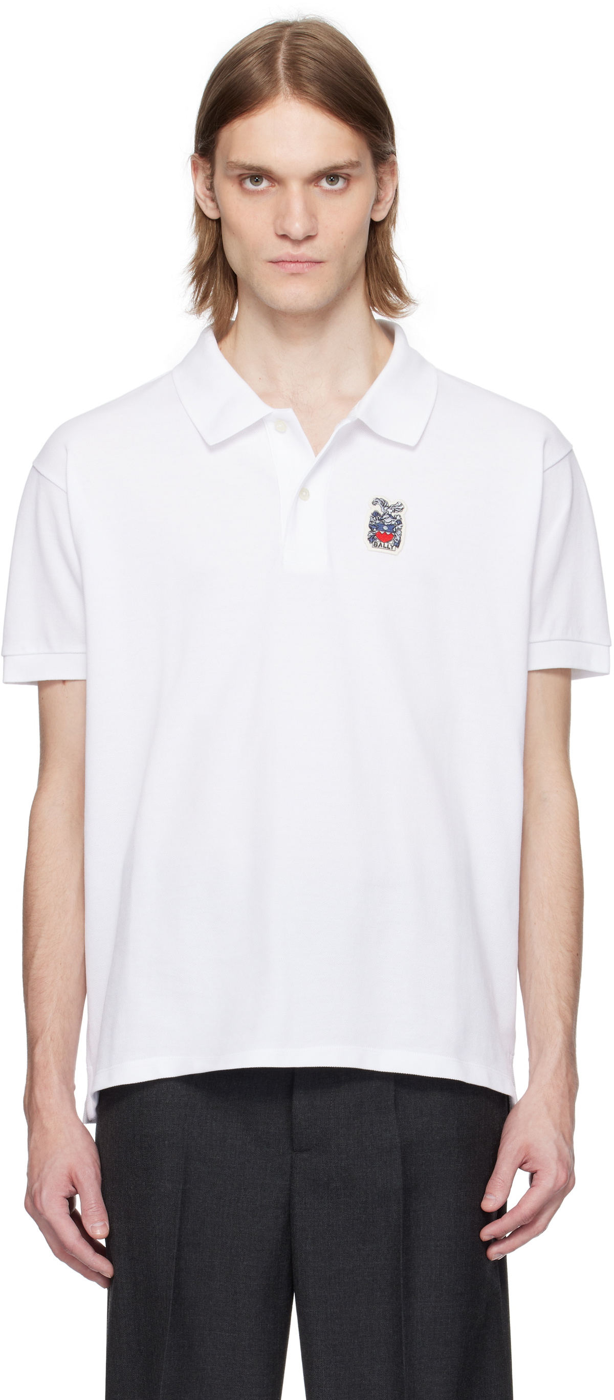 Bally White Crest Short Sleeve Polo