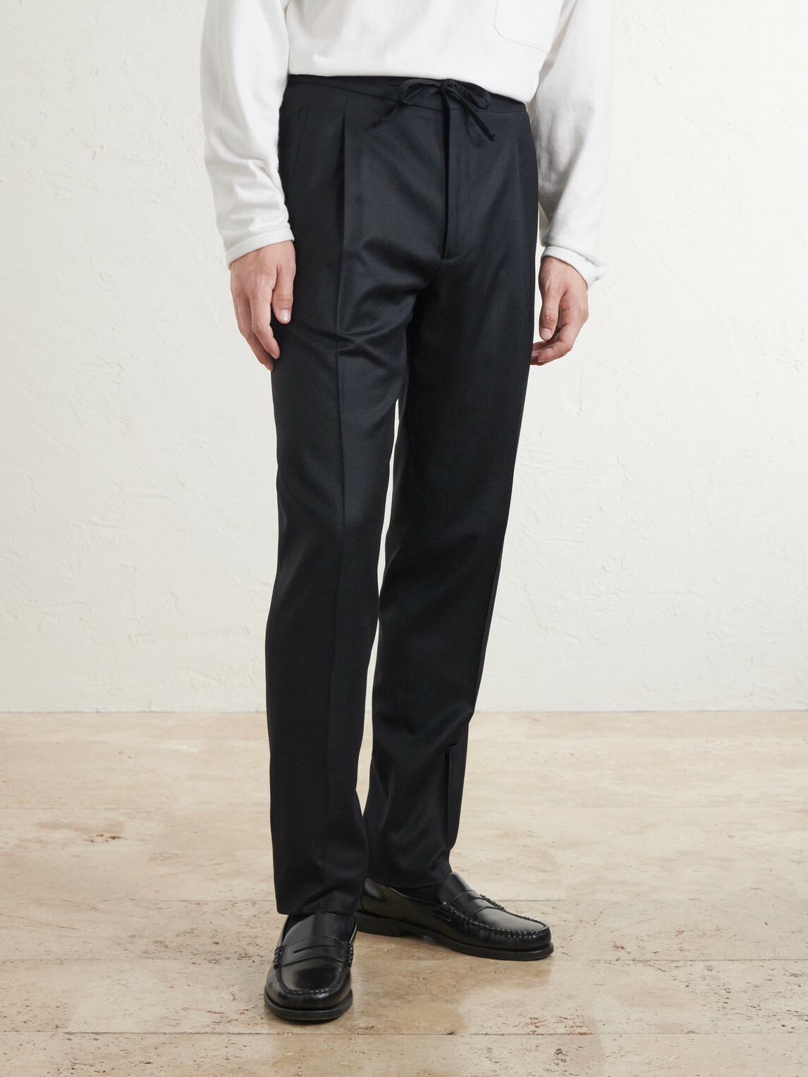 Lardini - Straight-Leg Wool and Cashmere-Blend Flannel Trousers - Black