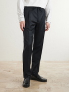 Lardini - Straight-Leg Wool and Cashmere-Blend Flannel Trousers - Black