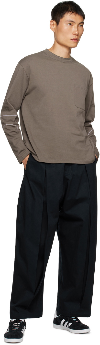 SAGE NATION Navy Box Pleat Trousers