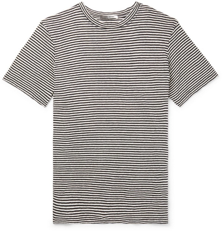 Photo: Isabel Marant - Leon Striped Slub Linen and Cotton-Blend T-Shirt - Men - Gray