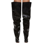 Y/Project Black Thigh High Boots