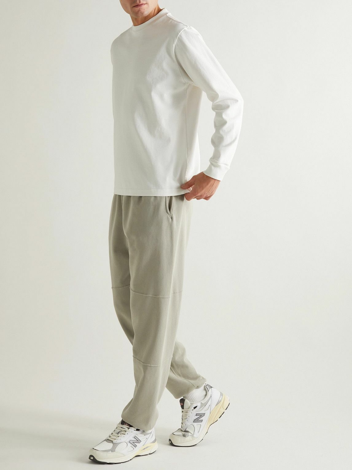 Lady White Co Tapered Panelled Cotton-Jersey Sweatpants Brown