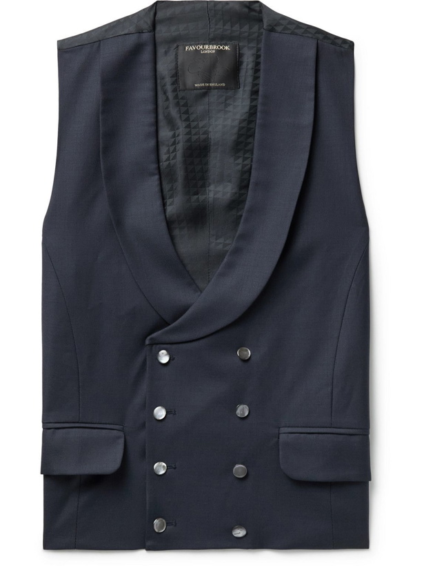 Photo: Favourbrook - Slim-Fit Double-Breasted Wool Waistcoat - Blue