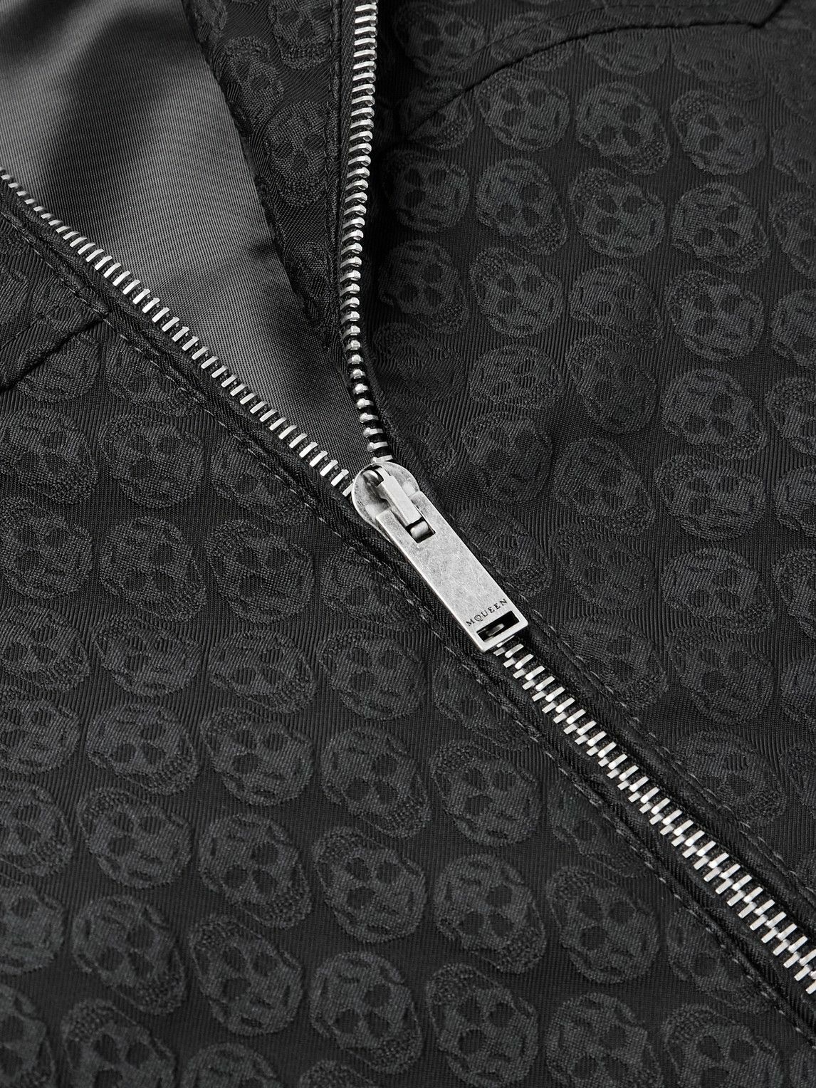 McQueen - Cropped Printed Twill Harrington Jacket - Black