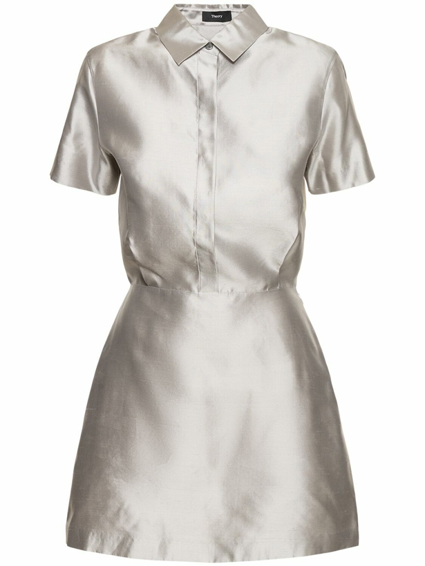 Photo: THEORY Short Sleeve Silk Satin Mini Dress