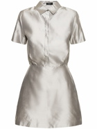 THEORY Short Sleeve Silk Satin Mini Dress