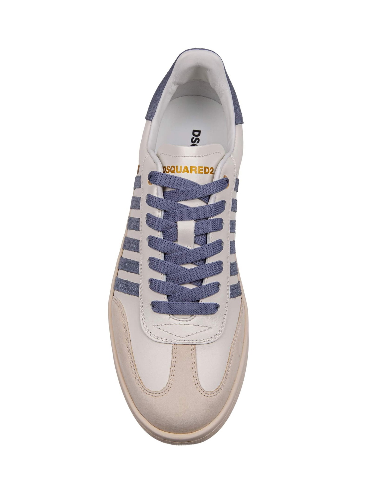Dsquared2 Boxer Sneakers In Leather And Suede Color Milk And