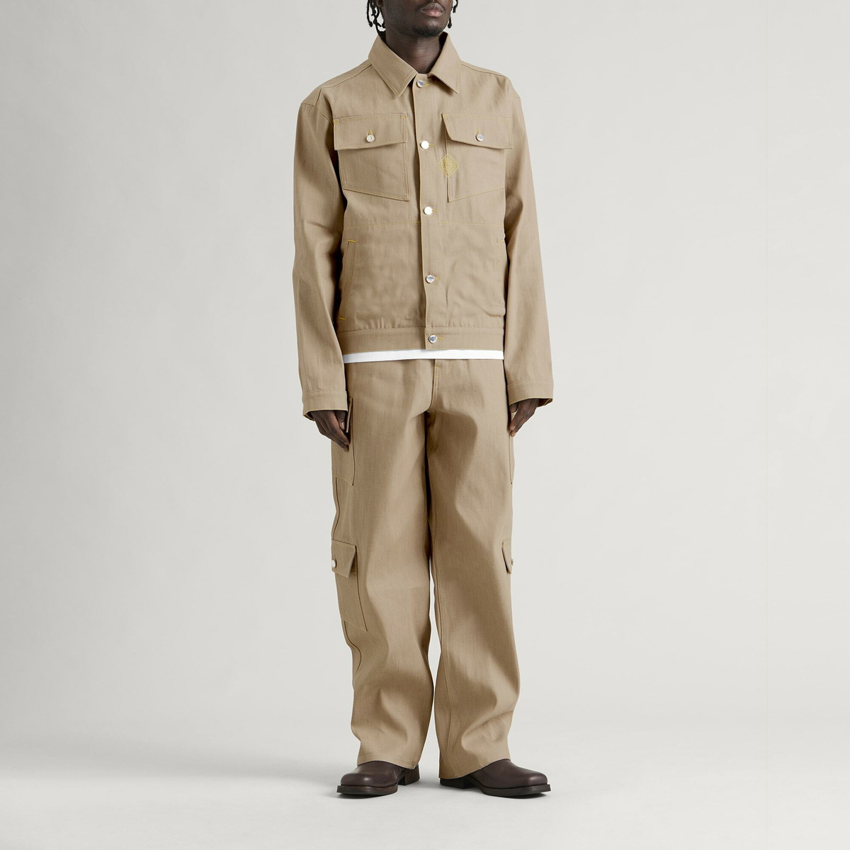 Casablanca Men's Desert Canvas Denim Jacket in Beige