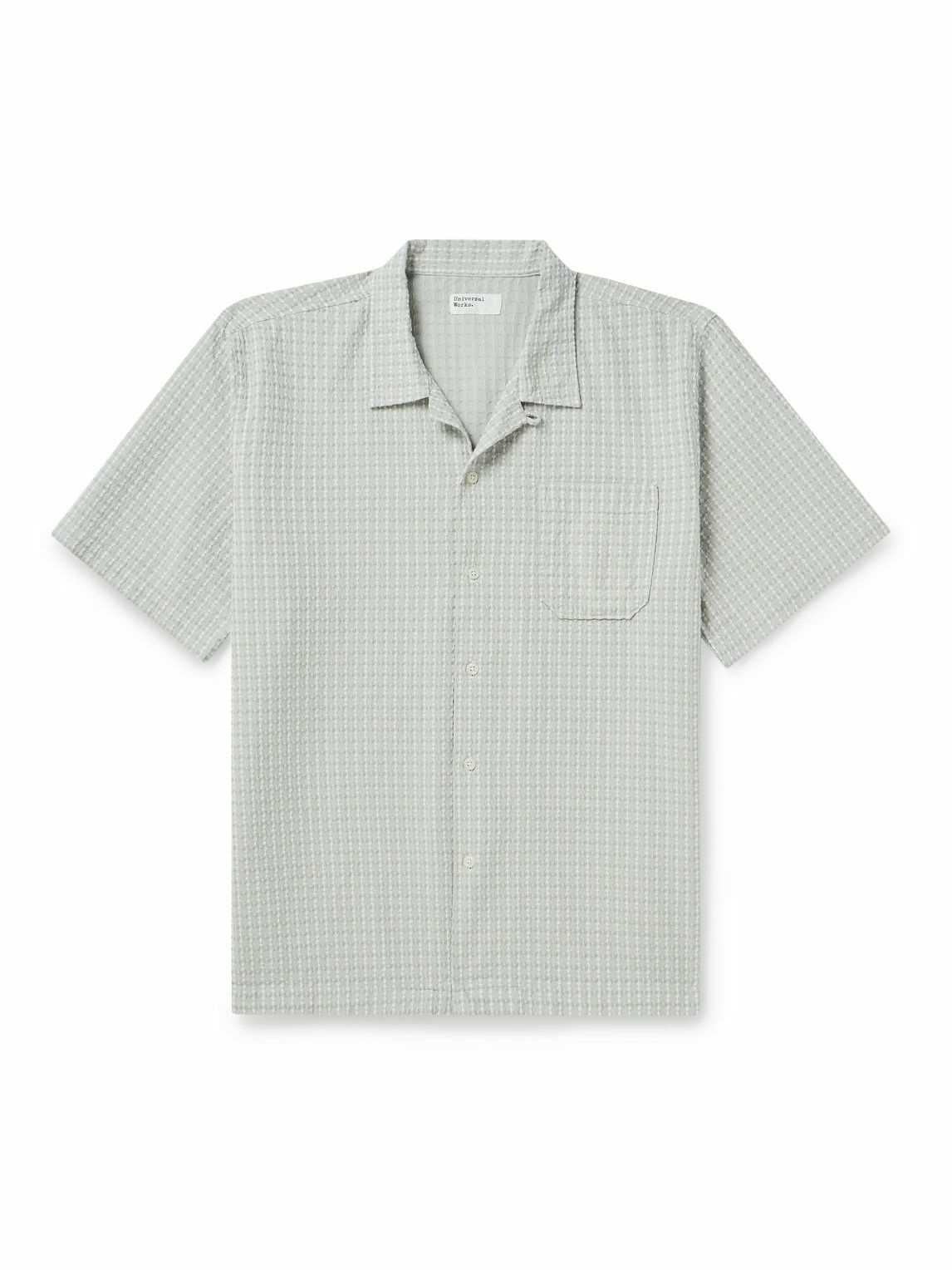 Photo: Universal Works - Road Convertible-Collar Waffle-Knit Cotton Shirt - Gray