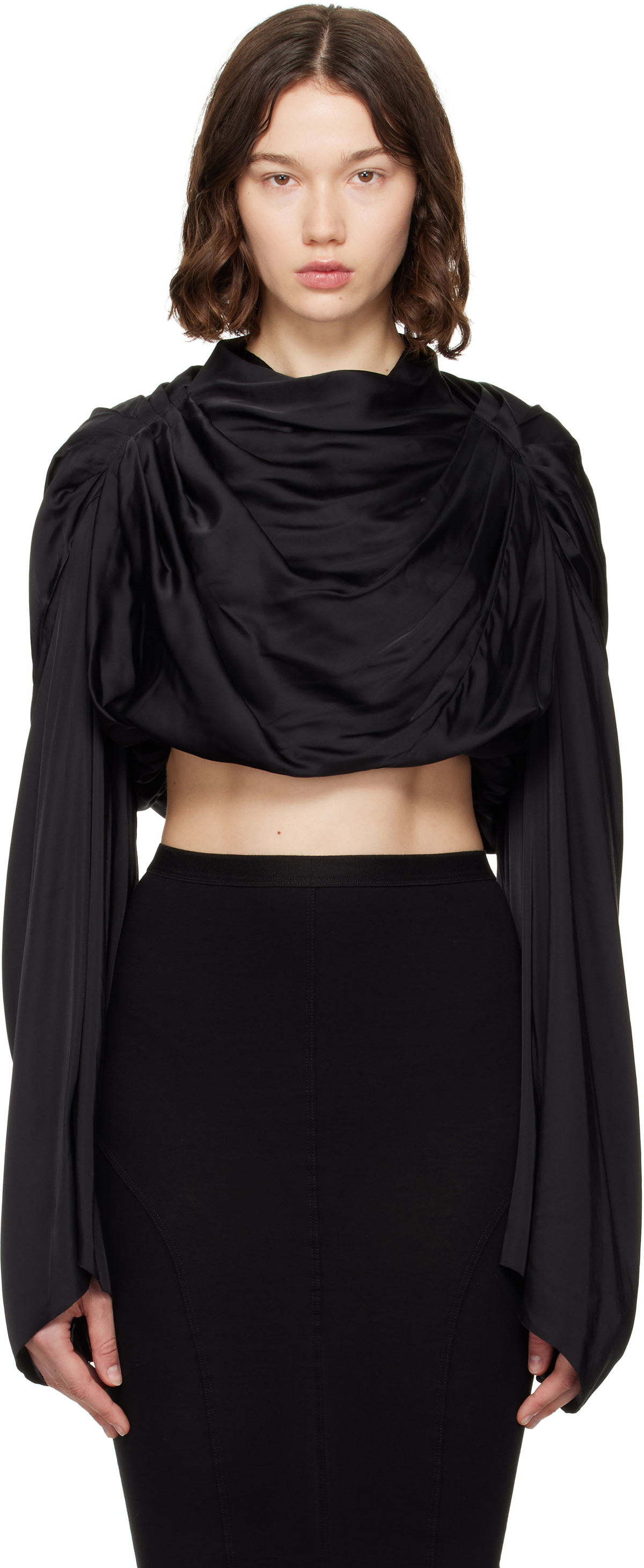 Tシャツ・カットソー RICK OWENS FLAG CROP HABOTAI TOP Rick Owens Flag Crop Habotai Top Rick Owens