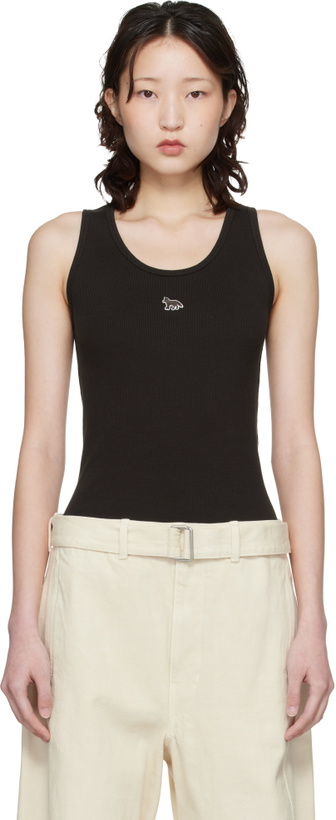 Photo: Maison Kitsuné Brown Baby Fox Ribbed Tank Top