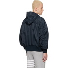 Thom Browne Navy Tech Twill Blouson Jacket