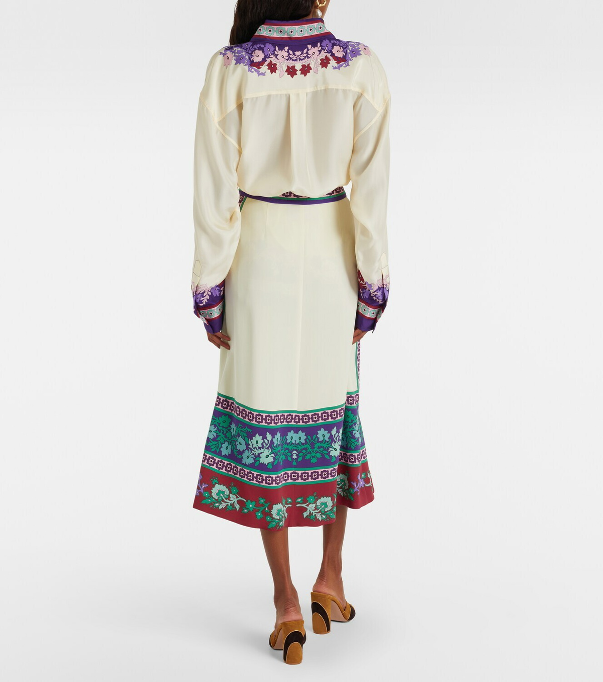 La DoubleJ Santa Monica printed satin midi skirt