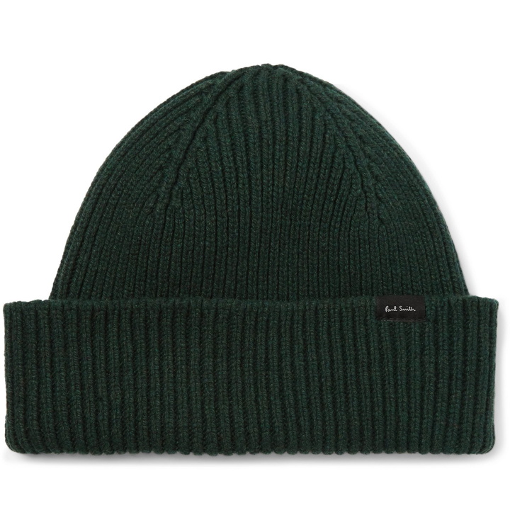 Photo: Paul Smith - Ribbed Cashmere and Wool-Blend Beanie - Green