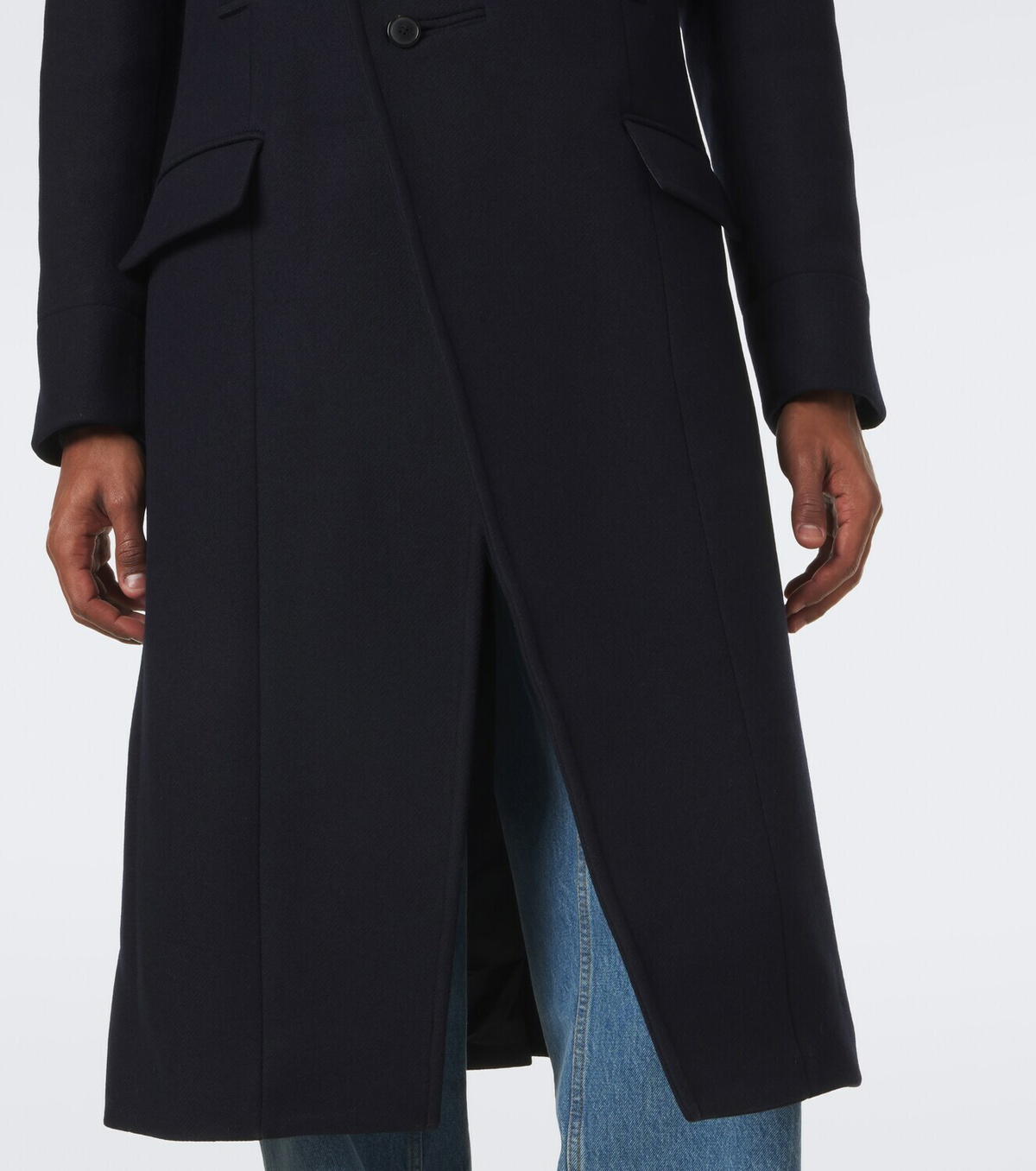Dries Van Noten Double-breasted wool-blend twill coat