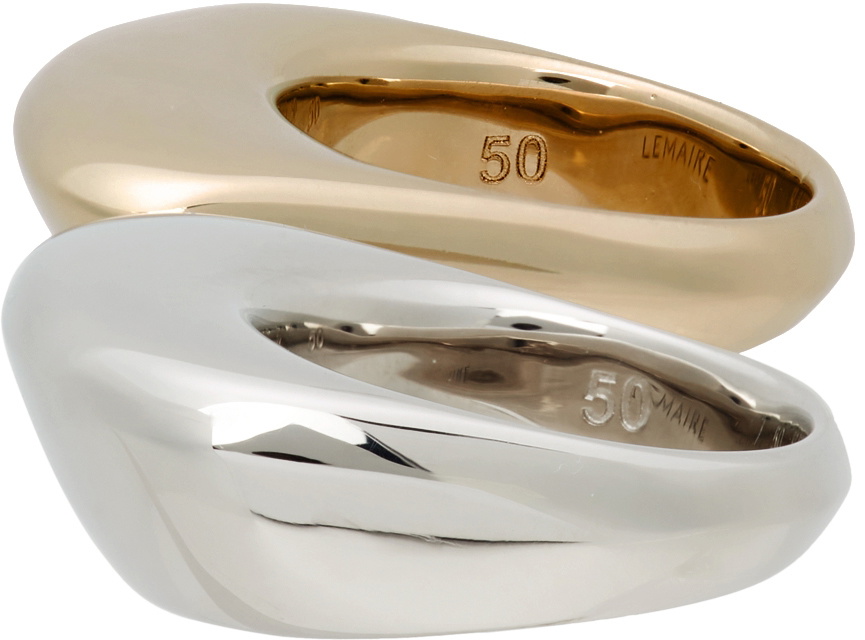 Lemaire Two-Piece Silver & Gold Drop Ring Set Lemaire