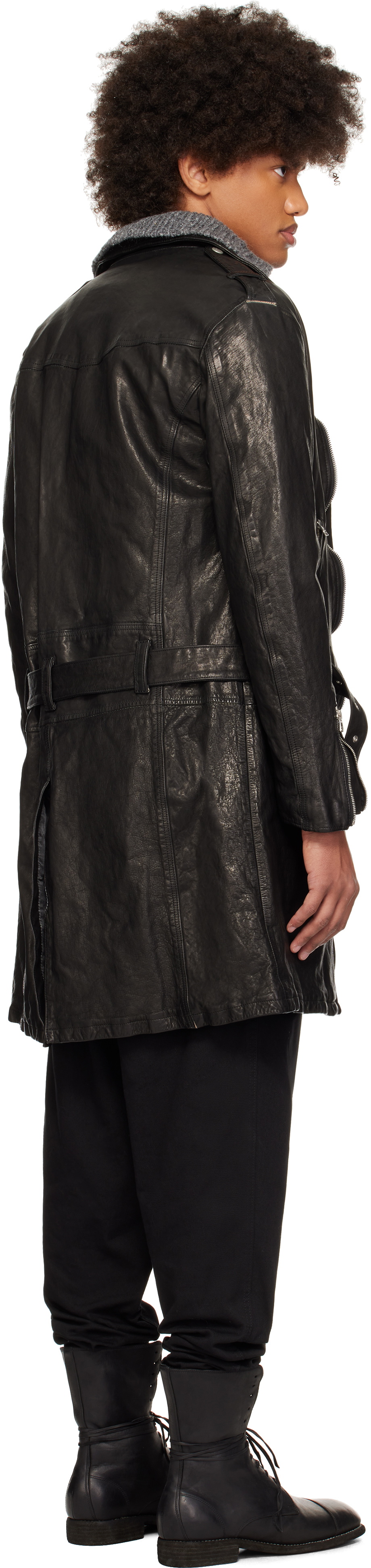 YOHJI YAMAMOTO Black Backlash Furniture Riders Leather Jacket
