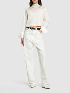 PHILOSOPHY DI LORENZO SERAFINI Cotton Poplin Blouse with Lace Inserts