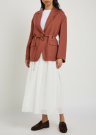 Brunello Cucinelli Tie-waist Twill Jacket Terracotta