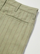 KAPITAL - Gibson Straight-Leg Striped Linen and Cotton-Blend Twill Trousers - Green