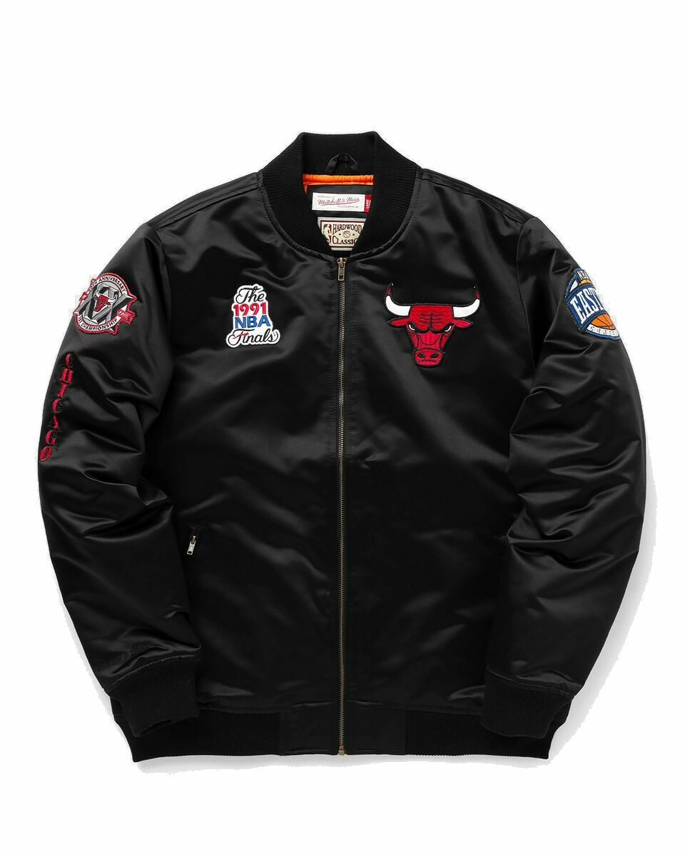 Photo: Mitchell & Ness Nba Satin Bomber Jacket Chicago Bulls Black - Mens - Bomber Jackets/Team Jackets