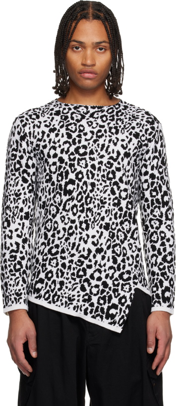 Photo: Black Comme des Garçons White & Black Leopard Sweater