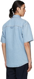 Nanushka Blue Denim Avery Short Sleeve Shirt
