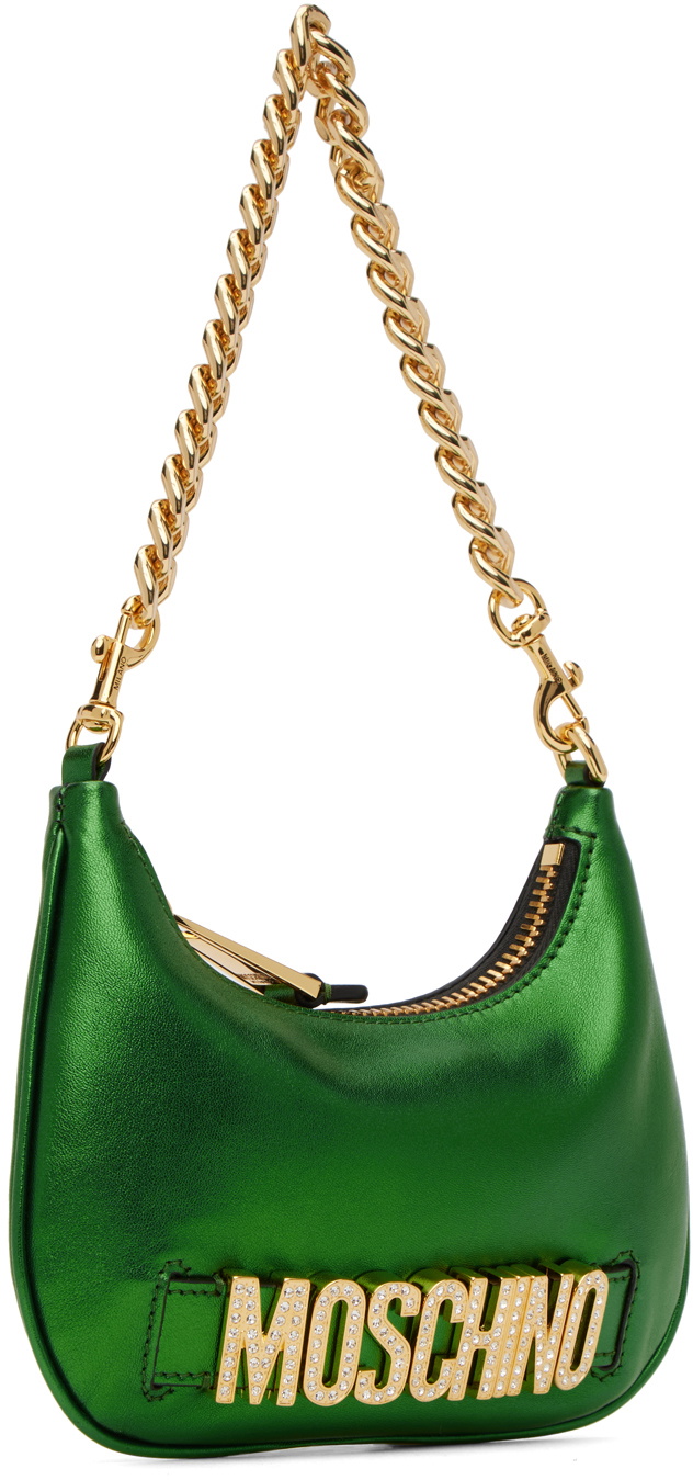 Moschino Green CrystalCut Shoulder Bag Moschino