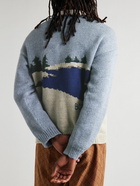 BODE - Highland Lighthouse Jacquard-Knitted Wool Sweater - Blue