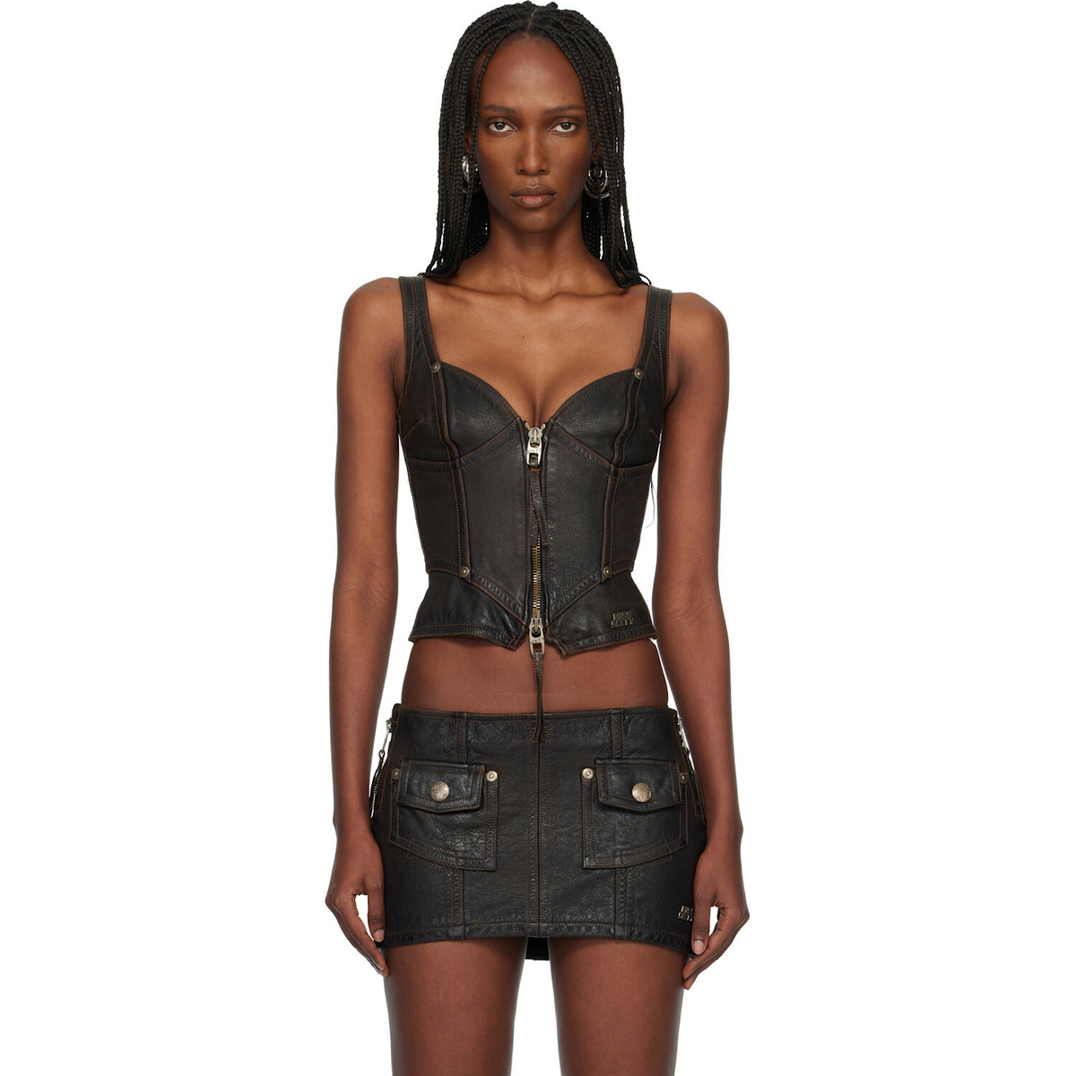 Miss Sixty Black KNWLS Edition Leather Tank Top
