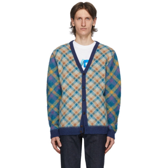 Awake NY Multicolor Double Plaid Mohair Cardigan Awake NY