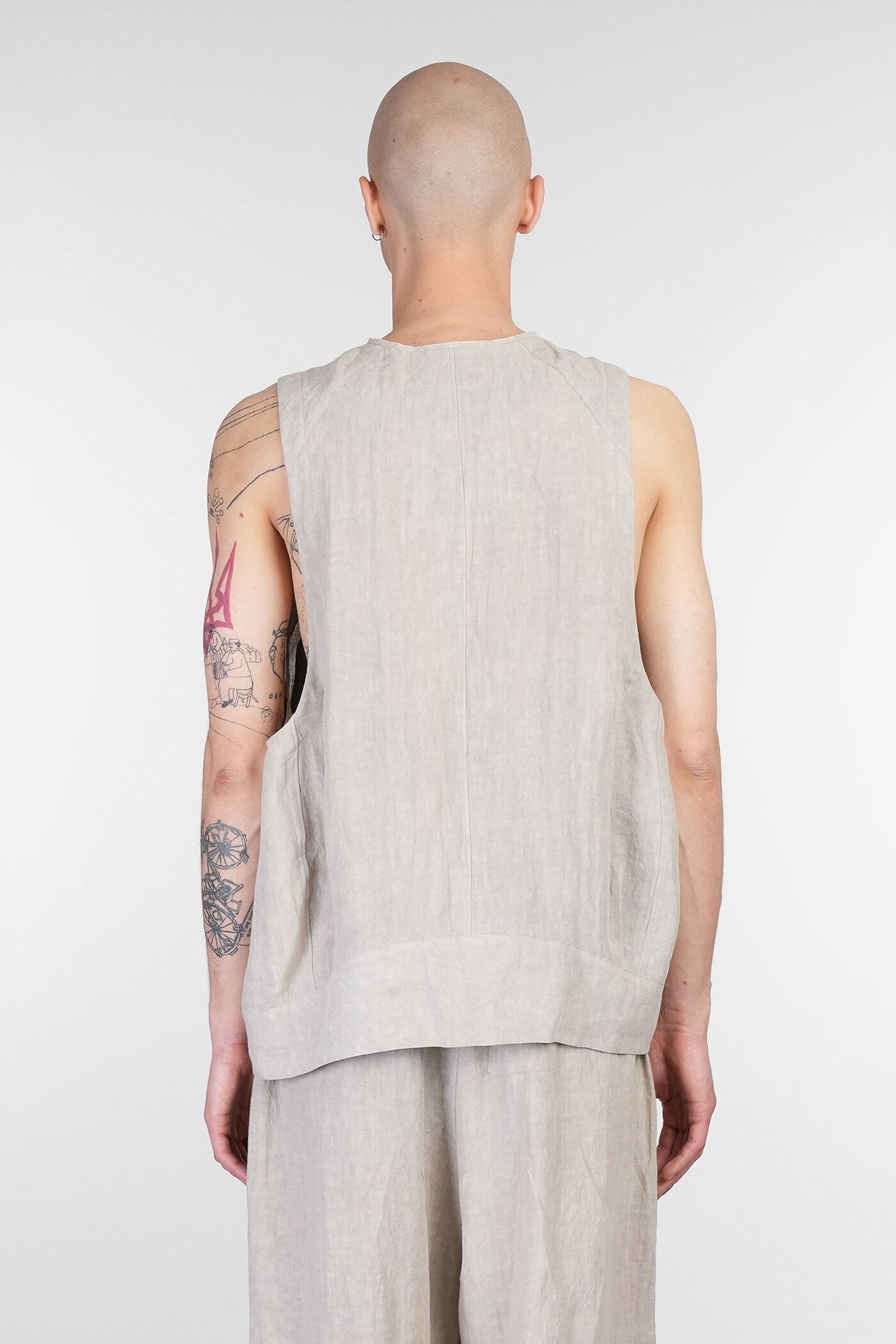 Ziggy Chen Vest In Beige Linen
