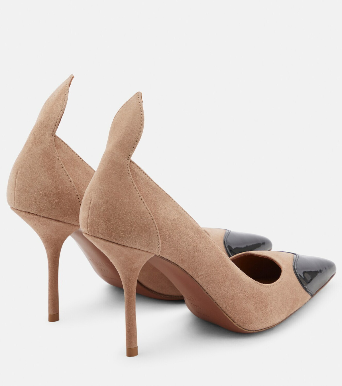 Alaïa Heart suede and patent leather pumps ALAÏA