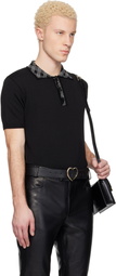 Ernest W. Baker Black Collar Check Jacquard Polo