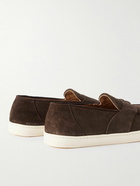 George Cleverley - Joey Full-Grain Suede Penny Loafers - Brown