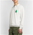 Monitaly - Embroidered Loopback Cotton-Jersey Half-Zip Sweatshirt - Neutrals
