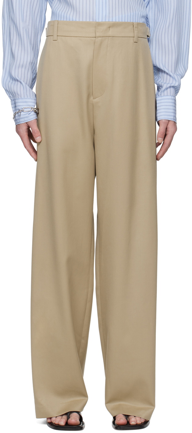 System Beige Wide-Leg Trousers System