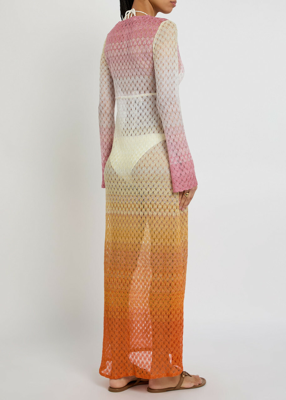 Missoni Degradé Metallic-knit Cover up Orange