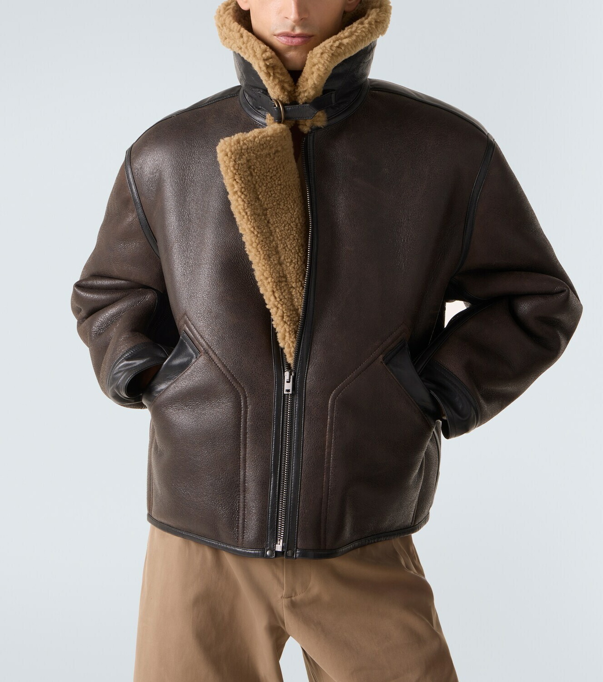 Lemaire Shearling-lined leather jacket