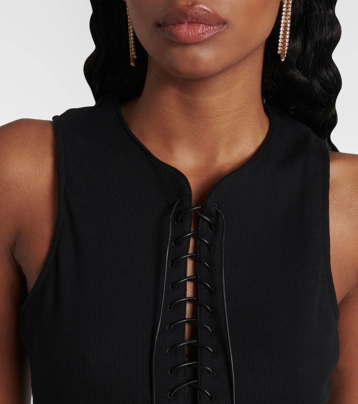 Givenchy 4G lace-up cotton-blend jersey tank top
